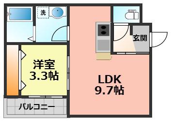 LE COCON 岩倉VI(1LDK/2階)の間取り写真