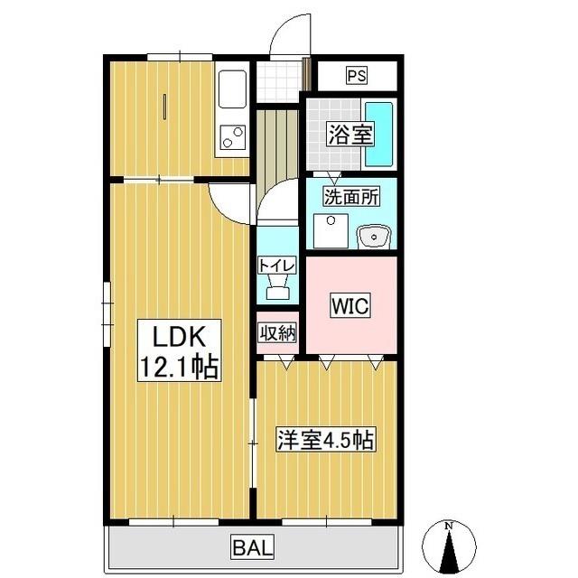 カレント江見II(1LDK/3階)の間取り写真