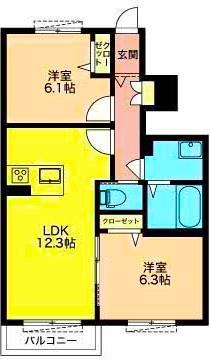 ESTASIA(2LDK/1階)の間取り写真