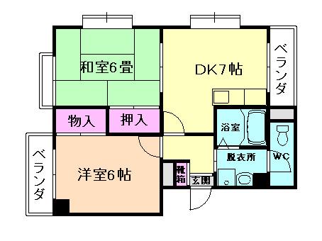 ビギニング(2DK/3階)の間取り写真