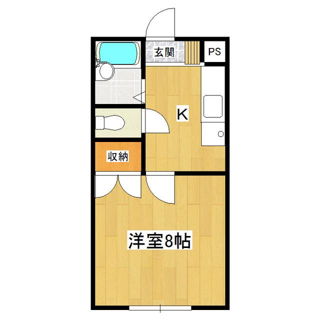 シャロームI(1K/1階)の間取り写真