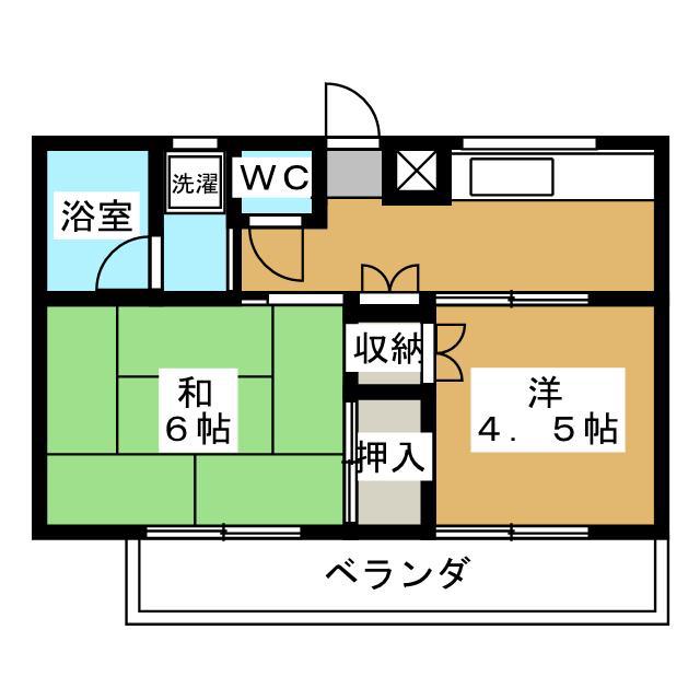 MOハイツ(2K/2階)の間取り写真