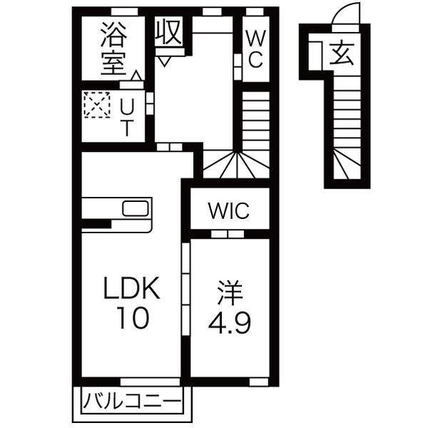 ラ・ルーチェ(1LDK/2階)の間取り写真