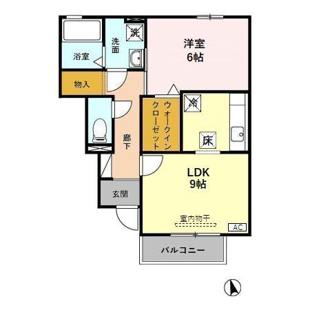 ソレアードV(1LDK/1階)の間取り写真