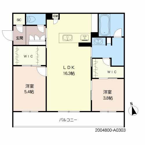 リバージュ若葉(2LDK/2階)の間取り写真