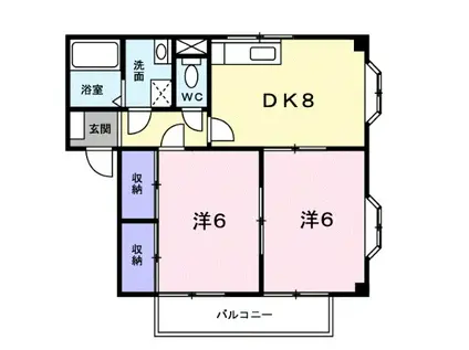 ヴィラマリン(2DK/2階)の間取り写真