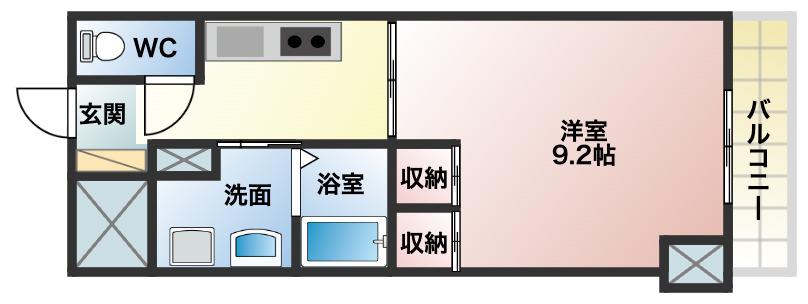グラージュ春日丘(1K/6階)の間取り写真