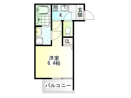 フェリス蛍田(1K/3階)の間取り写真
