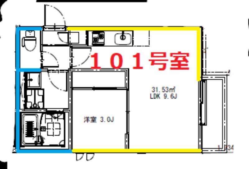 GRANDTIC AUBE(1LDK/1階)の間取り写真