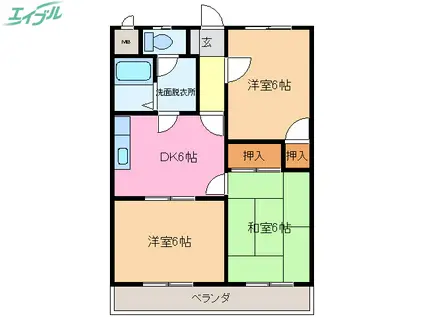 ラ・ブランシュ(3DK/2階)の間取り写真