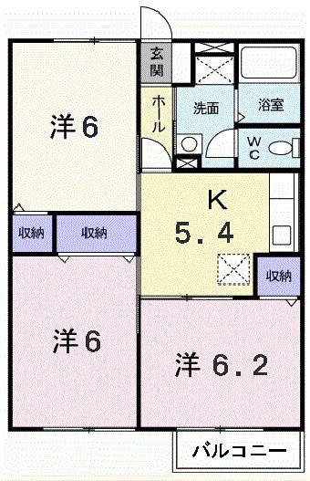エトワール茜(3K/2階)の間取り写真