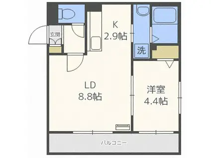 ALBA GRANDE麻生(1LDK/3階)の間取り写真