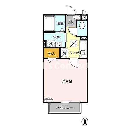 グリーンコート旭ケ丘(1K/1階)の間取り写真