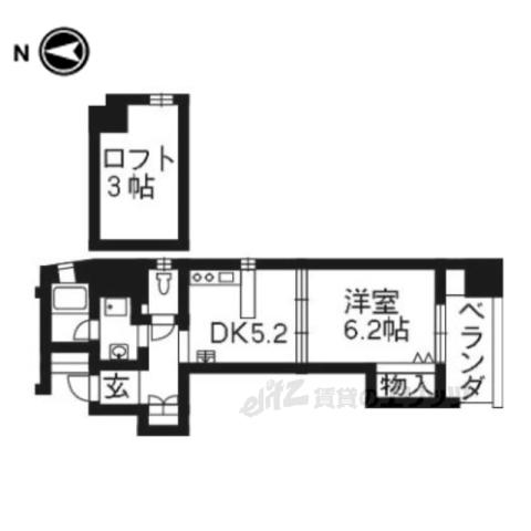 ブローニュ姉小路(1DK/8階)の間取り写真