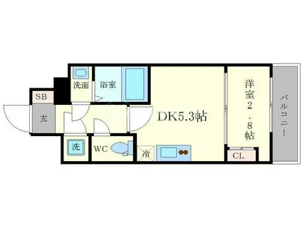 セレニテ本町REFLET(1DK/15階)の間取り写真