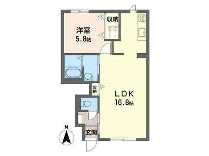 カーサ・フェリーチェ(1LDK/1階)の間取り写真