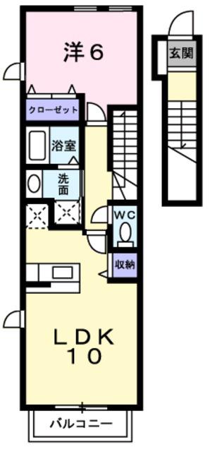 グランペール(1LDK/2階)の間取り写真
