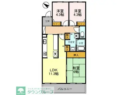 コーポレート東浦和2号館(3LDK/4階)の間取り写真