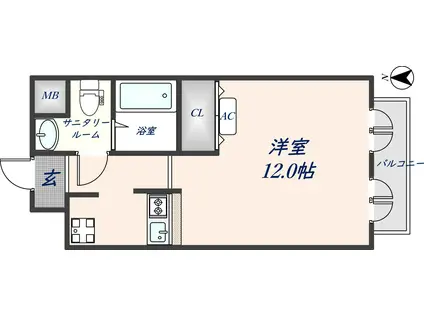 メゾンパティオII(ワンルーム/9階)の間取り写真