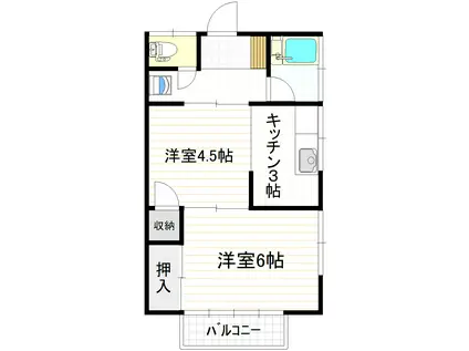 根田荘(2K/2階)の間取り写真