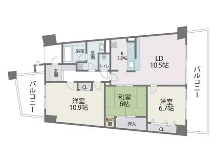 ISLAND CITY INFINI GARDEN インフィニガーデン(3LDK/5階)の間取り写真