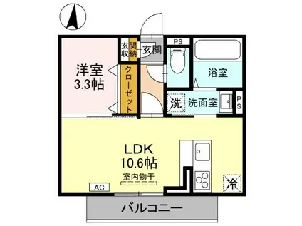 ESPOIR(1LDK/2階)の間取り写真