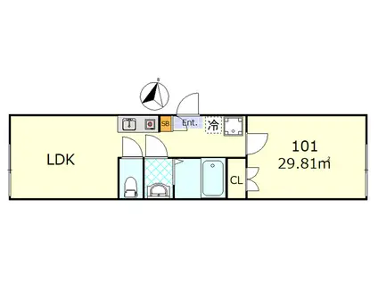 エイチ・エーメテオ(1LDK/1階)の間取り写真