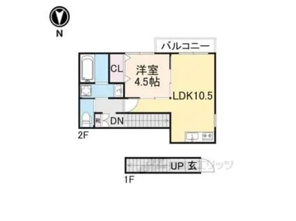 ソレイユビセレクト法蓮町1(1LDK/2階)の間取り写真