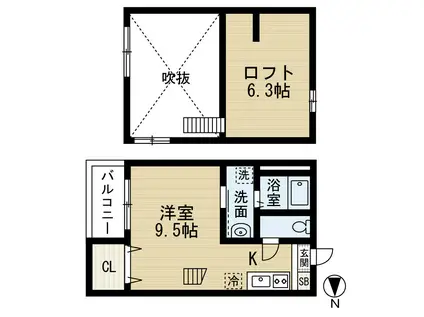 ソレイユ(1K/2階)の間取り写真