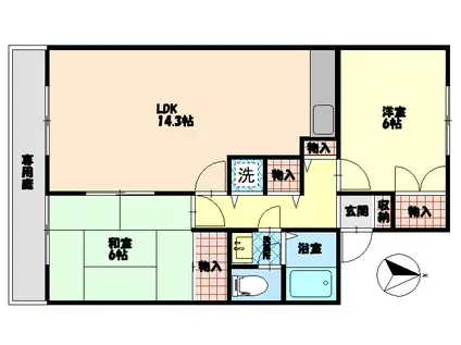 セジュール友AND友(2LDK/1階)の間取り写真