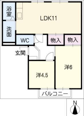 グレースプラザB(2LDK/2階)の間取り写真