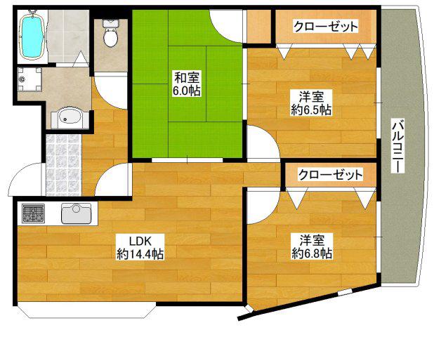 カルム千里山土井(3LDK/1階)の間取り写真
