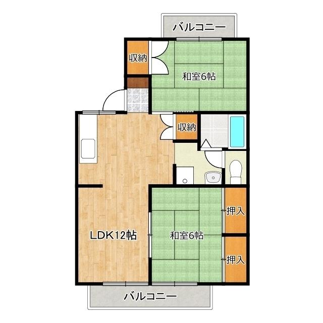 セジュールオキツ A(2LDK/2階)の間取り写真