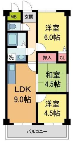 ドエル仁川(3DK/2階)の間取り写真