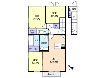 京成本線 八千代台駅 徒歩25分 2階建 築9年(3LDK/2階)の間取り写真