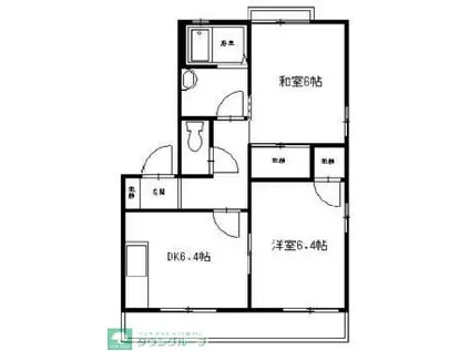 ディアコートA(2DK/1階)の間取り写真