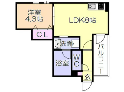 CHERIM試験場前I(1LDK/2階)の間取り写真