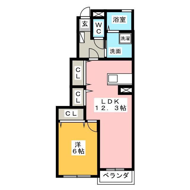 ラフレシールB(1LDK/1階)の間取り写真