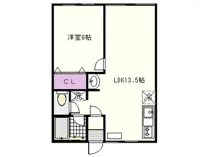 アクシス(1LDK/2階)の間取り写真