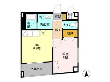 アレグリア柏屋(1DK/3階)の間取り写真