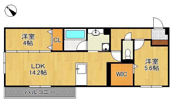 D-ROOM浅生(2LDK/3階)の間取り写真