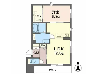 ハルミエールII(1LDK/1階)の間取り写真