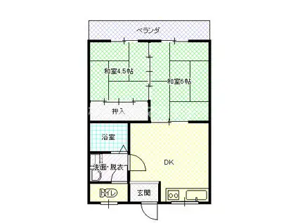 プレジデンス稲成(2DK/1階)の間取り写真