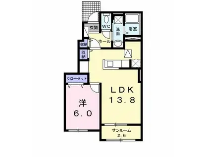 サンヴェール大芝II B(1LDK/1階)の間取り写真