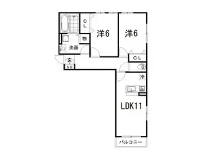 ルミライズ(2LDK/1階)の間取り写真
