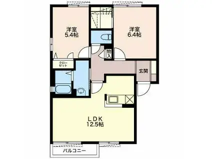 クレール石川(2LDK/2階)の間取り写真