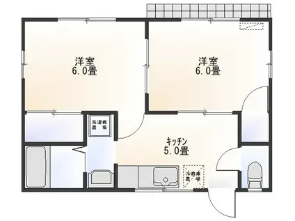 カーサ谷塚(2K/1階)の間取り写真
