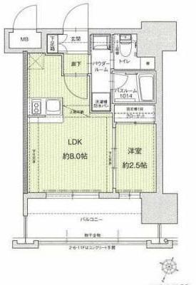 ドゥーエ赤坂(1LDK/9階)の間取り写真