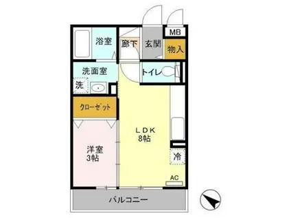 グラシューズ(1LDK/3階)の間取り写真