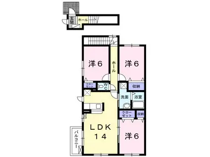 テトネロA(3LDK/2階)の間取り写真